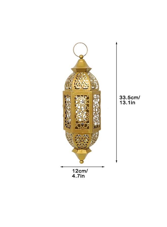 تركيبات إضاءة رمضان وفانوس مجوف بإضاءة الشموع - حرف يدوية على الطريقة المغربية، ديكور منزلي قديم الطراز مناسب للداخل والخارج وللإهداء - Image 2